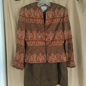 Adrianna Papell Silk Skirt & Jacket Suit